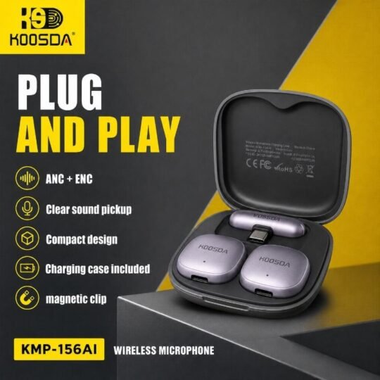 KMP-156 ANC Magnetic Clip Wireless Microphone with Ai Noise Reduction
