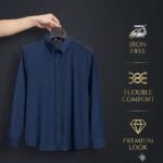 Premium Korean Micro Stretch Fabric Shirt - Navy