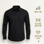 Premium Korean Micro Stretch Fabric Shirt - Black