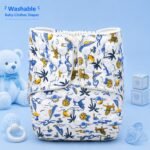 Baby Washable Cloth Diaper - Floral White