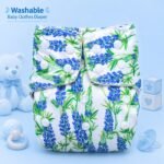 Baby Washable Cloth Diaper - Mint Green floral print