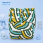 Baby Washable Cloth Diaper - Green Stripe