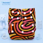 Baby Washable Cloth Diaper - Red Stripe